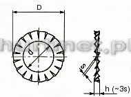 PODKŁADKA WACHLARZOWA 10,5MM DIN 6798A A2 PODM10
